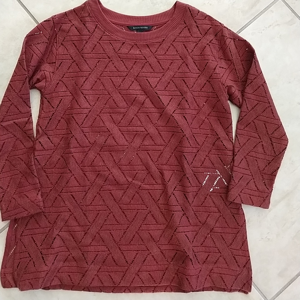 Banana Republic geometric open weave knit top